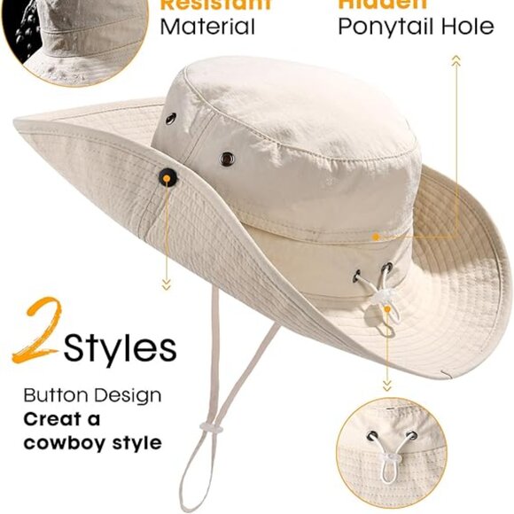 Sun Hats for Women Ponytail UPF 80+ Beach Summer Hat Wide Brim Packable main image 5
